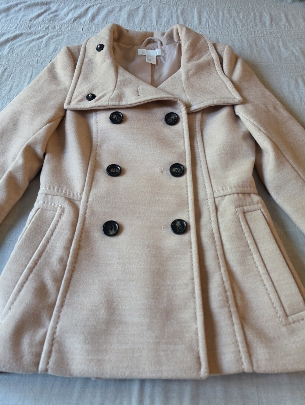 H & M Blush Pea Coat Women's Size 2 - Picture 13 of 14